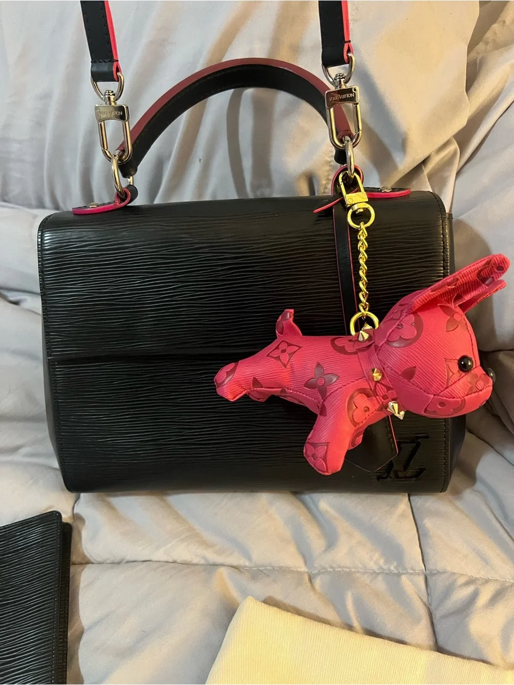 Louis Vuitton Epi Black Top-Handle Crossbody with Pink Trim and Matching Wallet